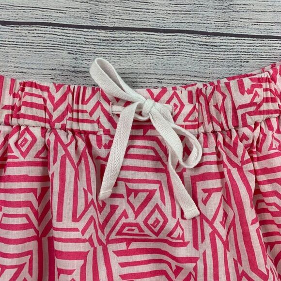 J. Crew Skirt sz 10 Pink Short Length Elastic Waist Lined Patterned Linen Blend - Picture 2 of 9